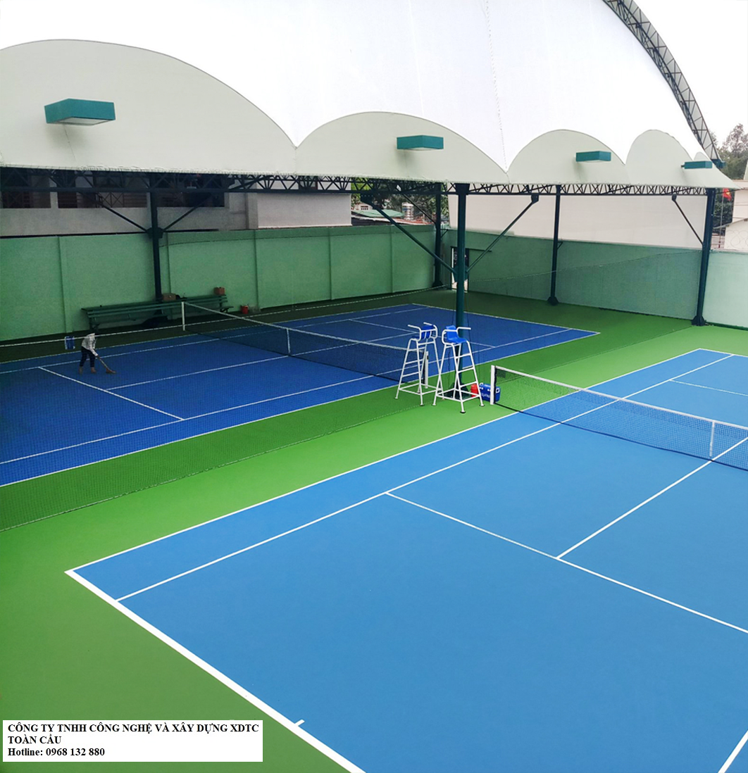 thi công sơn sân tennis 6 lớp tiêu chuẩn